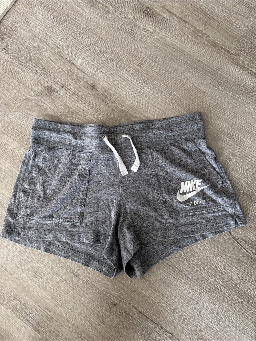 Nike Gray Heather Pocket Shorts with White Logo